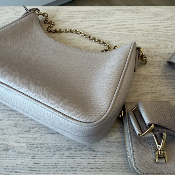 Prada Saffiano Lux Re-Edition 2005 Shoulder Bag Beige