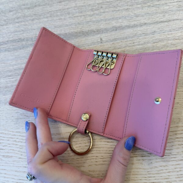 Christian Dior Lady Dior Cannage Leather Key Case Pink