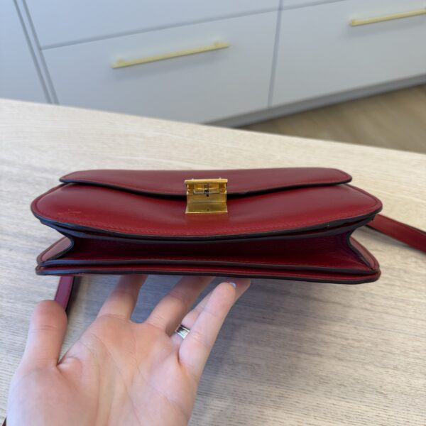 Celine Box Calfskin Medium Classic Box Flap Bag Red