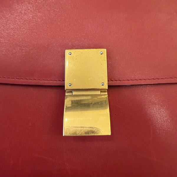 Celine Box Calfskin Medium Classic Box Flap Bag Red
