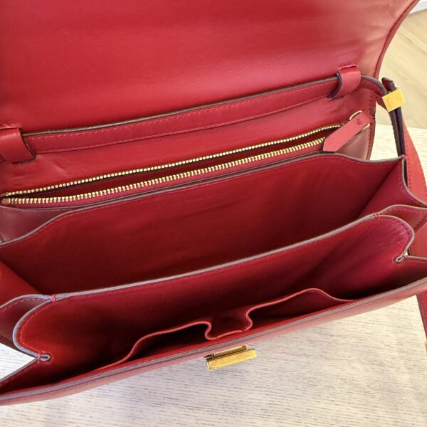 Celine Box Calfskin Medium Classic Box Flap Bag Red