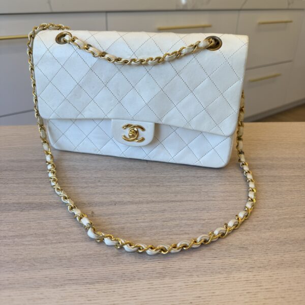 Chanel Medium Vintage Classic Flap with 24K Gold Hardware White