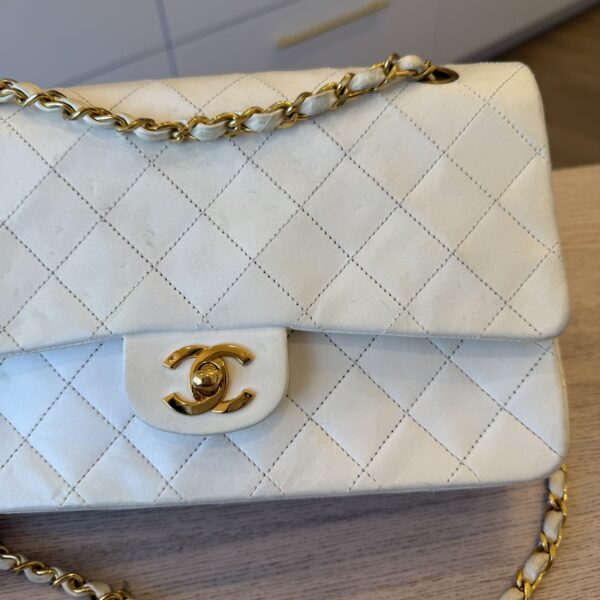 Chanel Medium Vintage Classic Flap with 24K Gold Hardware White