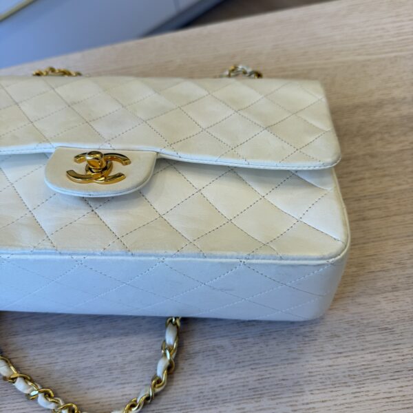 Chanel Medium Vintage Classic Flap with 24K Gold Hardware White