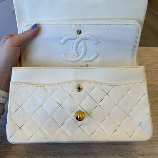 Chanel Medium Vintage Classic Flap with 24K Gold Hardware White