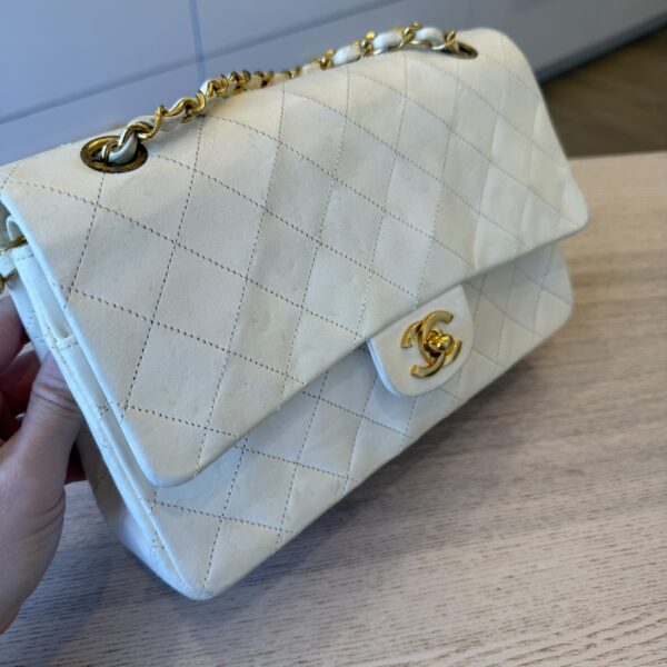 Chanel Medium Vintage Classic Flap with 24K Gold Hardware White