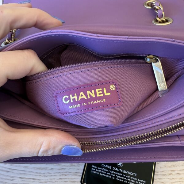 Chanel Lambskin Sleek And Chic Flap Purple