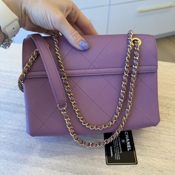 Chanel Lambskin Sleek And Chic Flap Purple