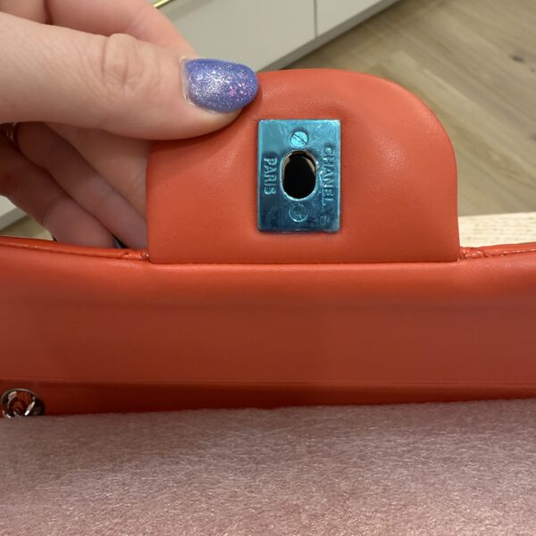 Chanel Patent Quilted Jumbo Double Flap Coral Silver Hardware