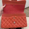 Chanel Patent Quilted Jumbo Double Flap Coral Silver Hardware
