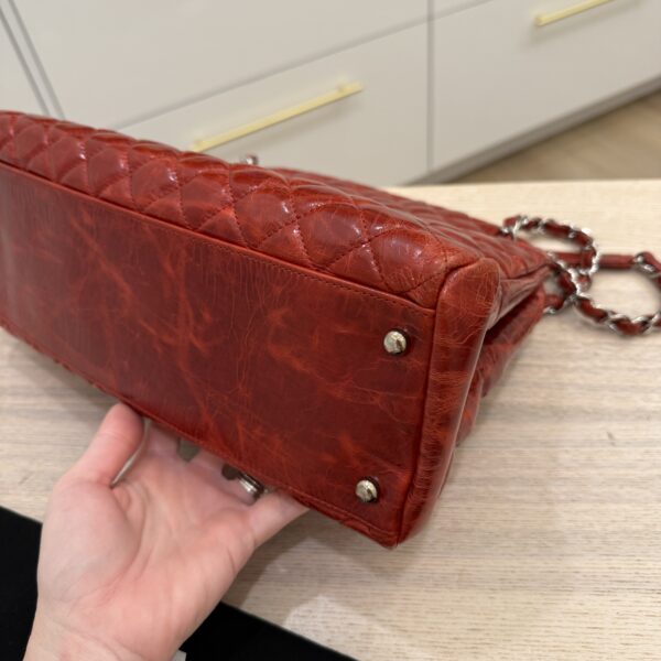 Chanel Glazed Calfskin Quilted Large Just Mademoiselle Bowling Bag Red