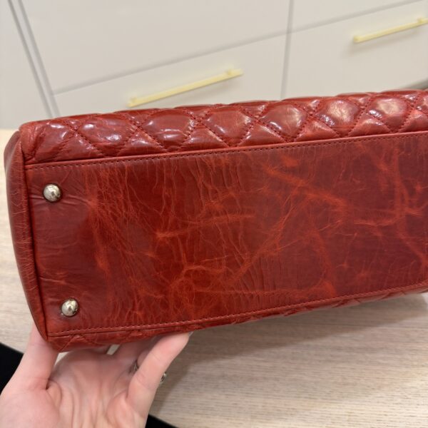 Chanel Glazed Calfskin Quilted Large Just Mademoiselle Bowling Bag Red