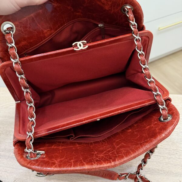 Chanel Glazed Calfskin Quilted Large Just Mademoiselle Bowling Bag Red