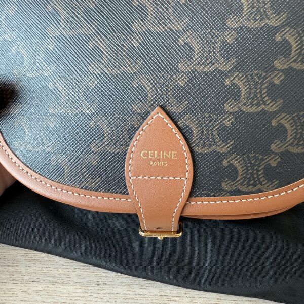 Celine Triomphe Canvas Medium Folco Bag Tan