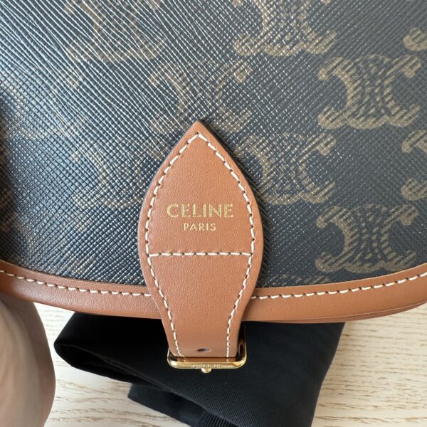 Celine Triomphe Canvas Medium Folco Bag Tan