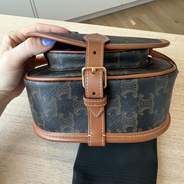 Celine Triomphe Canvas Medium Folco Bag Tan