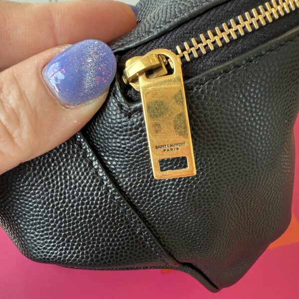 Saint Laurent (YSL) Grain De Poudre Monogram Belt Bag Black