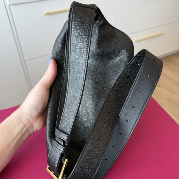 Saint Laurent (YSL) Grain De Poudre Monogram Belt Bag Black