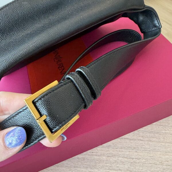 Saint Laurent (YSL) Grain De Poudre Monogram Belt Bag Black