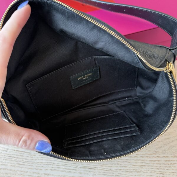 Saint Laurent (YSL) Grain De Poudre Monogram Belt Bag Black