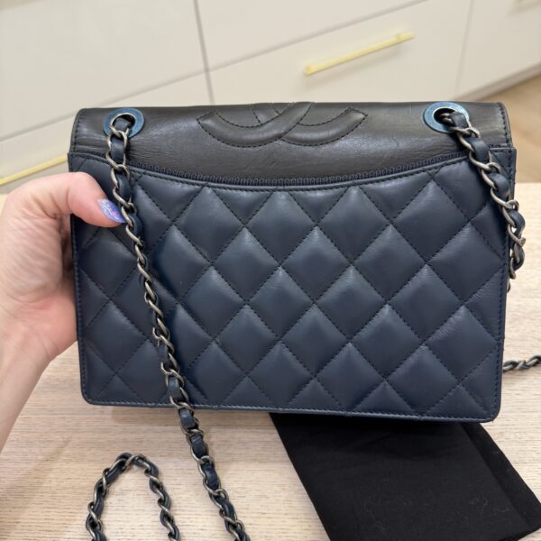 Chanel Quilted Ballerine Flap Bag Black and Navy