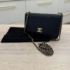 Chanel Lambskin Chevron Quilted Trendy CC Wallet On Chain WOC Navy