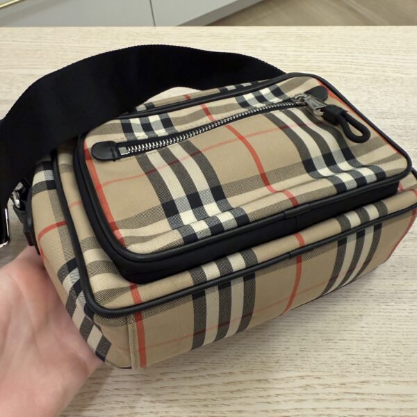 Burberry Vintage Check Calfskin Small Camera Bag Archive Beige