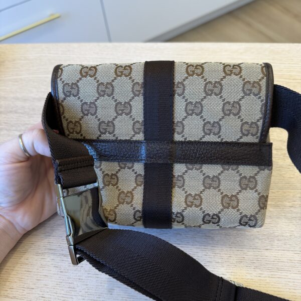 Gucci Monogram Waist Pouch Bag Dark Brown
