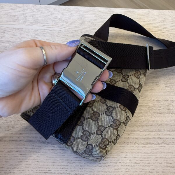 Gucci Monogram Waist Pouch Bag Dark Brown