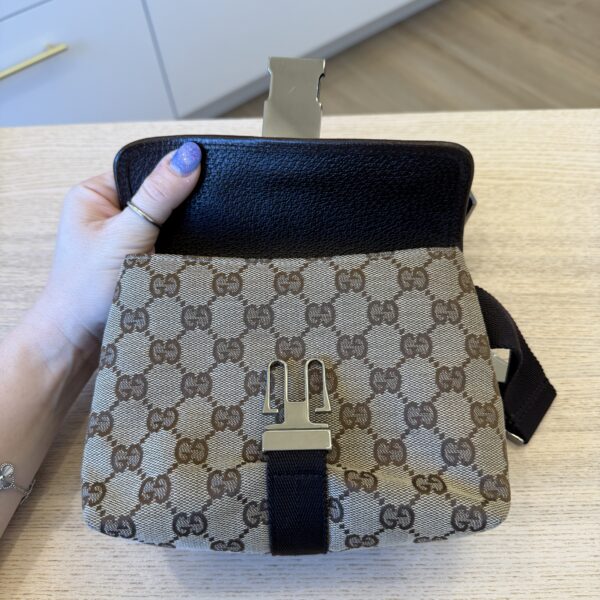 Gucci Monogram Waist Pouch Bag Dark Brown