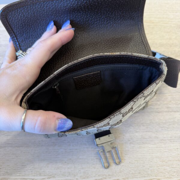 Gucci Monogram Waist Pouch Bag Dark Brown