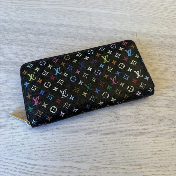 Louis Vuitton Monogram Multicolor Zippy Wallet Noir with Pink Interior