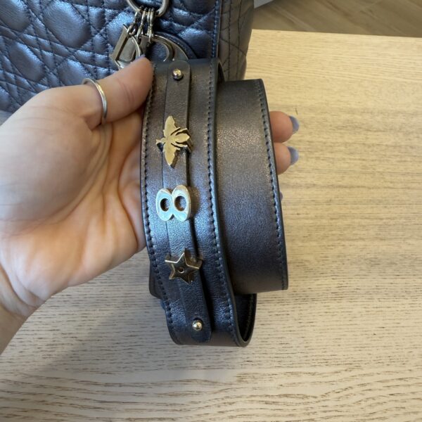 Christian Dior Lambskin Cannage Small Lady Dior Dark Metallic Gold Hardware My ABC Strap