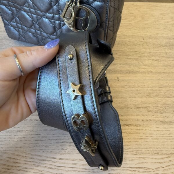 Christian Dior Lambskin Cannage Small Lady Dior Dark Metallic Gold Hardware My ABC Strap