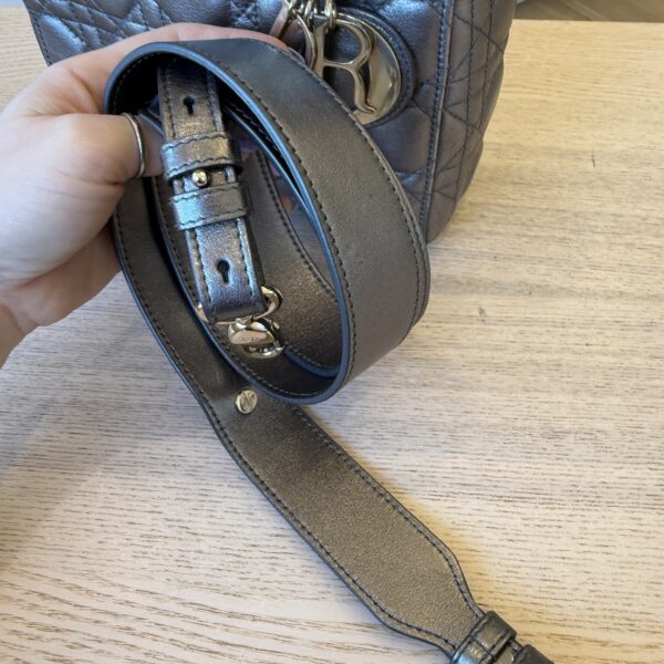Christian Dior Lambskin Cannage Small Lady Dior Dark Metallic Gold Hardware My ABC Strap