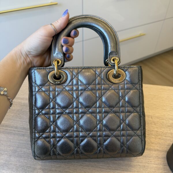 Christian Dior Lambskin Cannage Small Lady Dior Dark Metallic Gold Hardware My ABC Strap