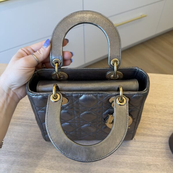 Christian Dior Lambskin Cannage Small Lady Dior Dark Metallic Gold Hardware My ABC Strap
