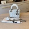 CHRISTIAN DIOR Lambskin Cannage Mini Lady Dior White SHW