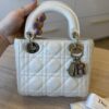 CHRISTIAN DIOR Lambskin Cannage Mini Lady Dior White SHW