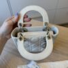 CHRISTIAN DIOR Lambskin Cannage Mini Lady Dior White SHW