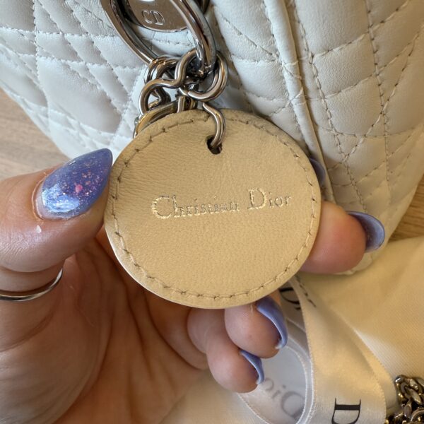 CHRISTIAN DIOR Lambskin Cannage Mini Lady Dior White SHW