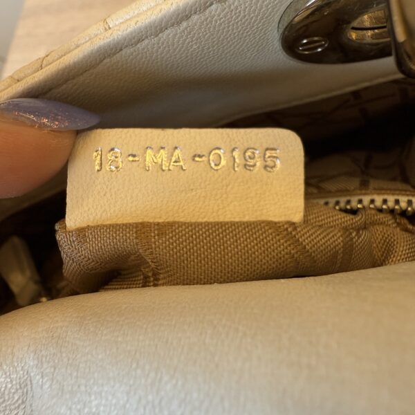 CHRISTIAN DIOR Lambskin Cannage Mini Lady Dior White SHW