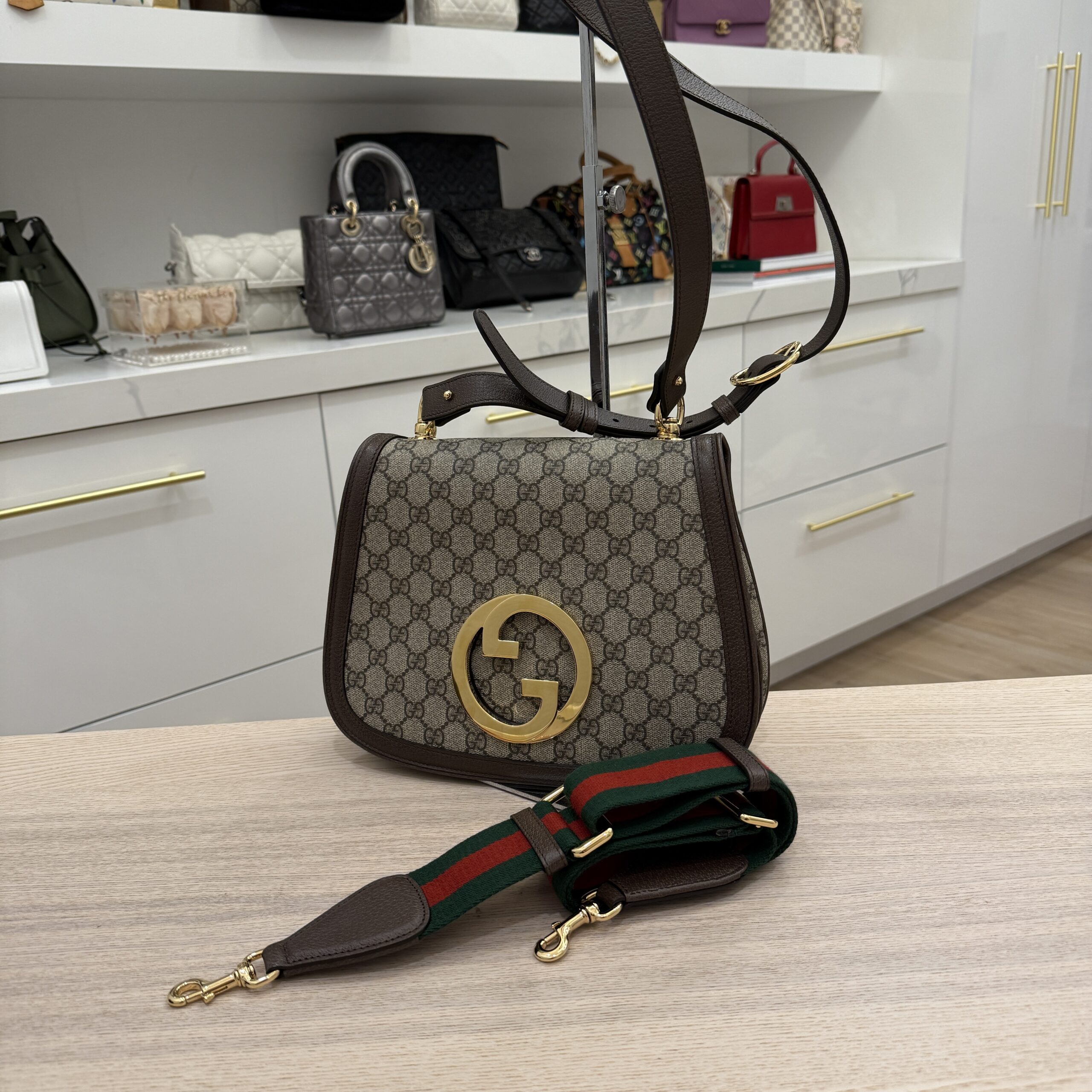 Gucci Blondie NM Flap Bag GG Coated Canvas Medium