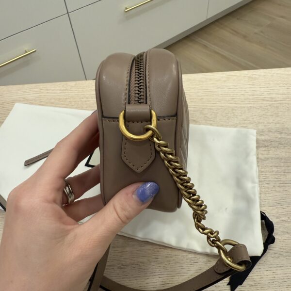 Gucci Calfskin Matelasse Mini GG Marmont Chain Shoulder Bag Porcelain Rose