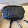 Gucci Calfskin Matelasse Mini GG Marmont Chain Shoulder Bag Black