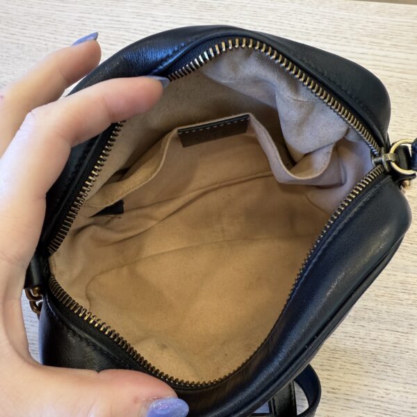 Gucci Calfskin Matelasse Mini GG Marmont Chain Shoulder Bag Black