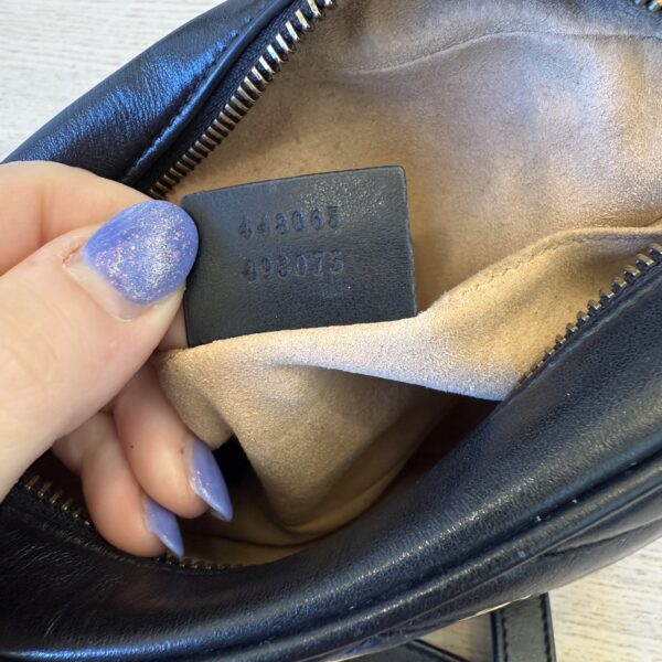 Gucci Calfskin Matelasse Mini GG Marmont Chain Shoulder Bag Black