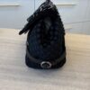 Chanel Interlocking CC Check Embossed Velvet Belted Side Flap Black Silver Hardware