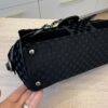 Chanel Interlocking CC Check Embossed Velvet Belted Side Flap Black Silver Hardware