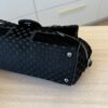 Chanel Interlocking CC Check Embossed Velvet Belted Side Flap Black Silver Hardware
